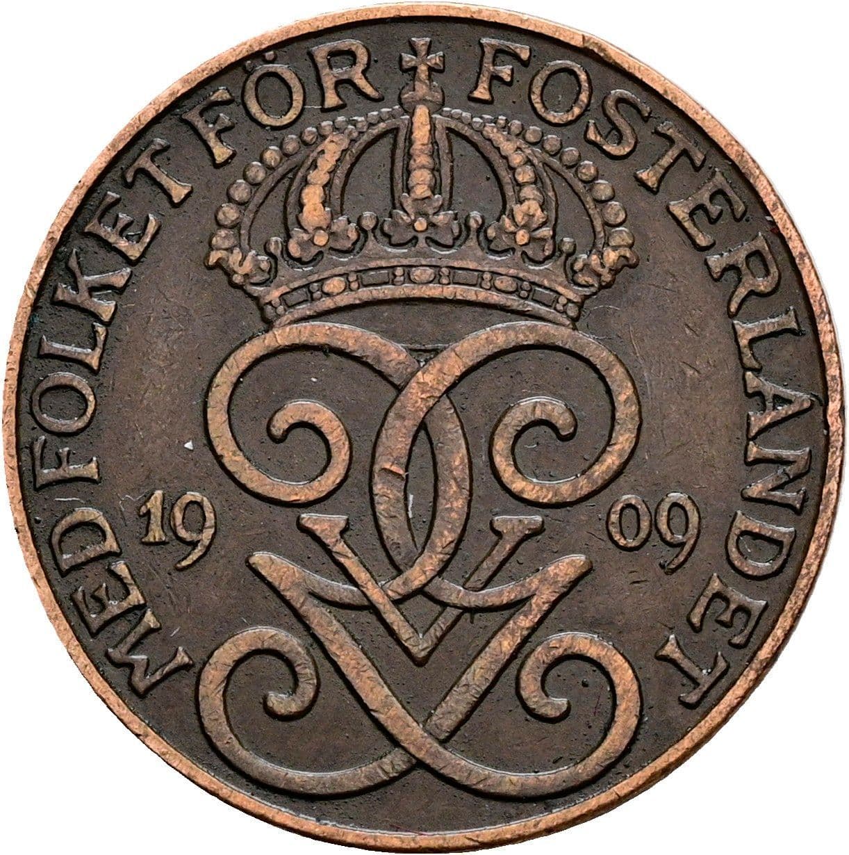 2 Öre Gustaf V. 1907-1950 1909 – Rückseite