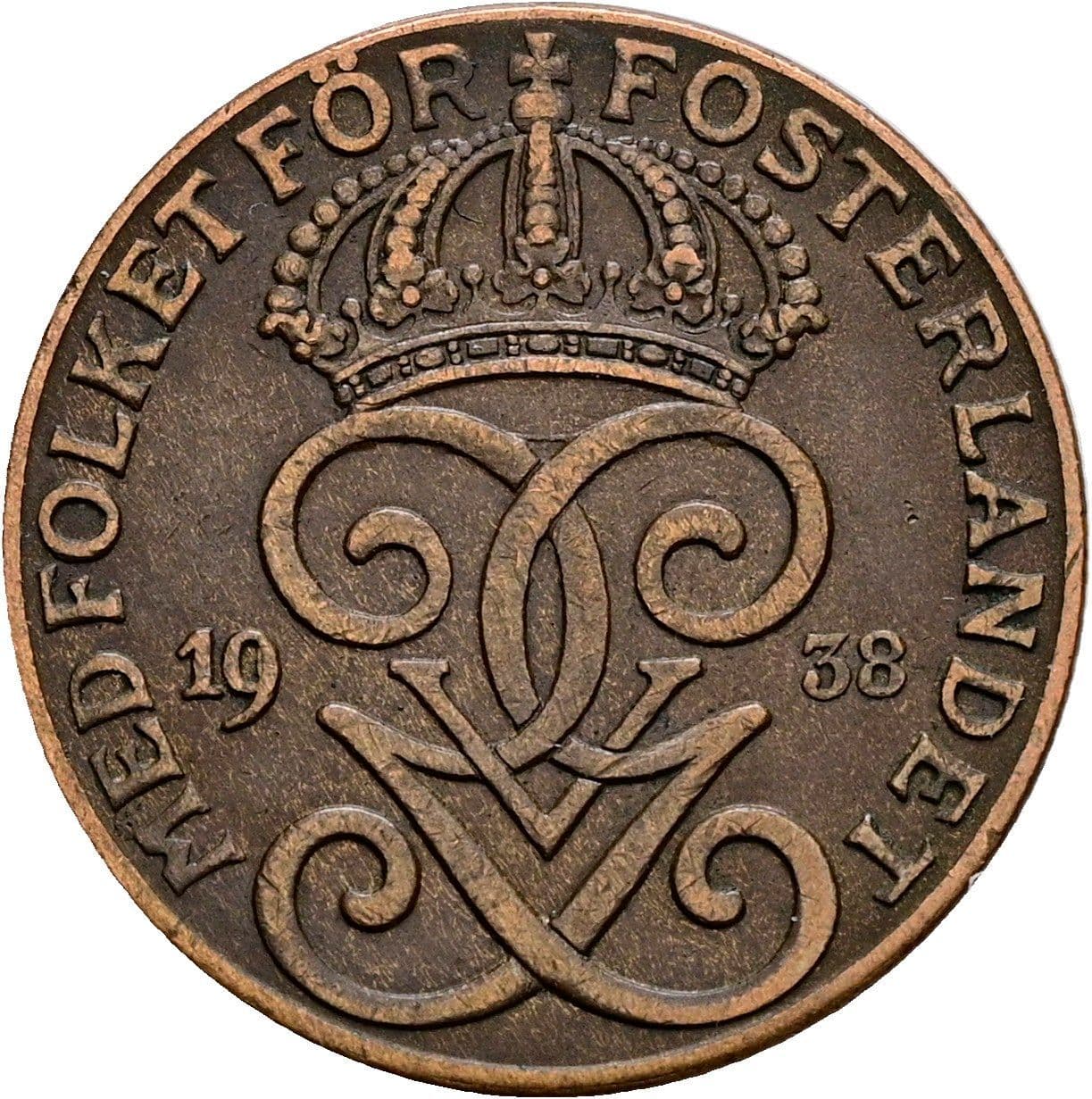 2 Öre Gustaf V. 1907-1950 1938 – Rückseite