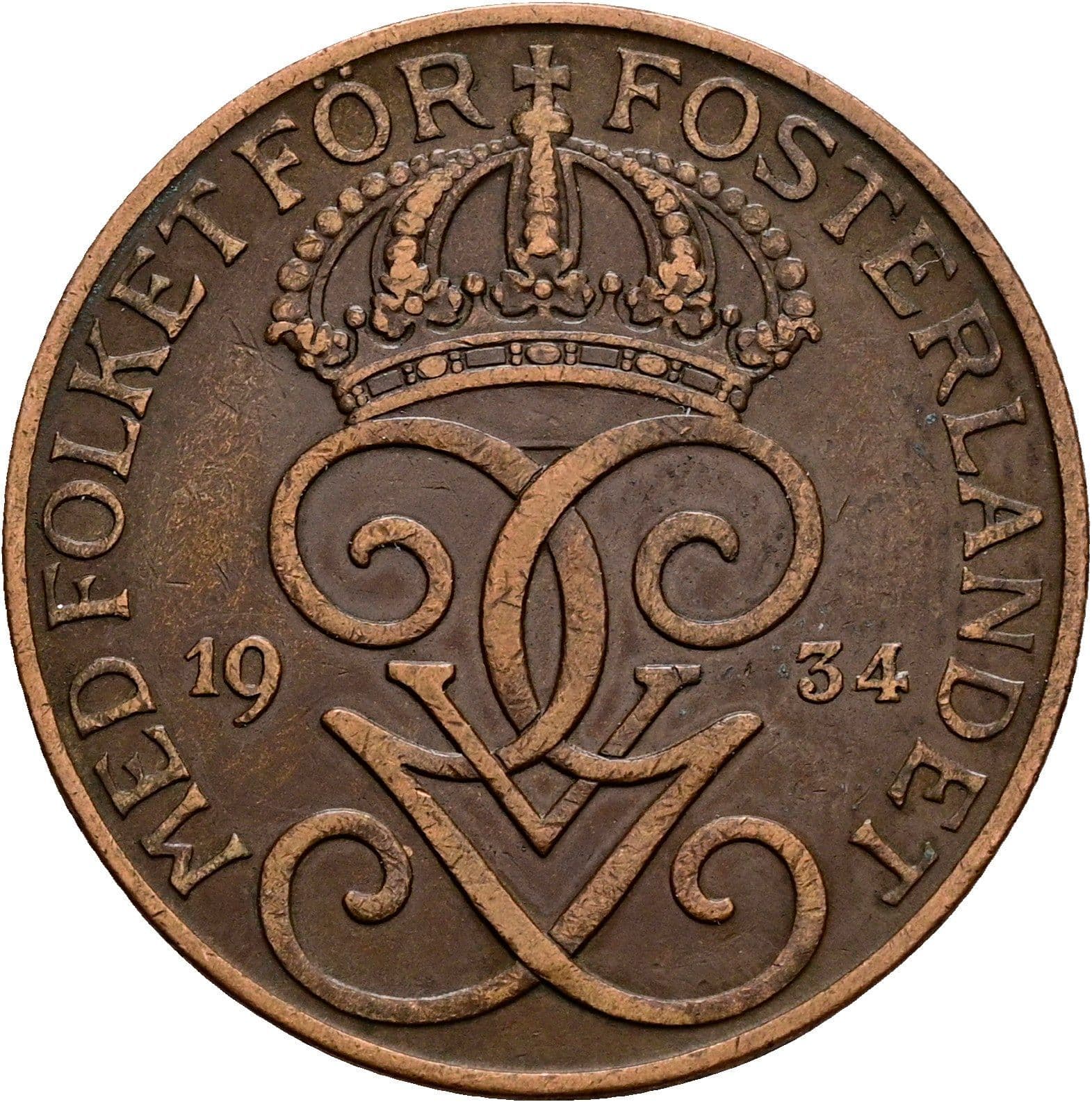 5 Öre Gustaf V. 1907-1950 1934 – Rückseite