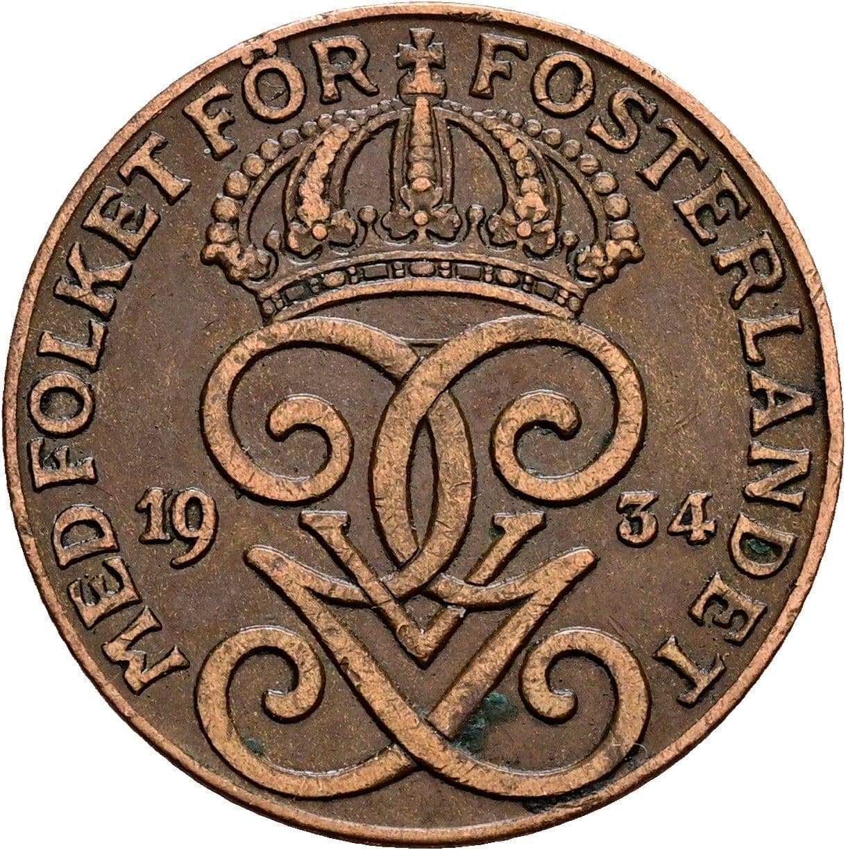 2 Öre Gustaf V. 1907-1950 1934 – Rückseite