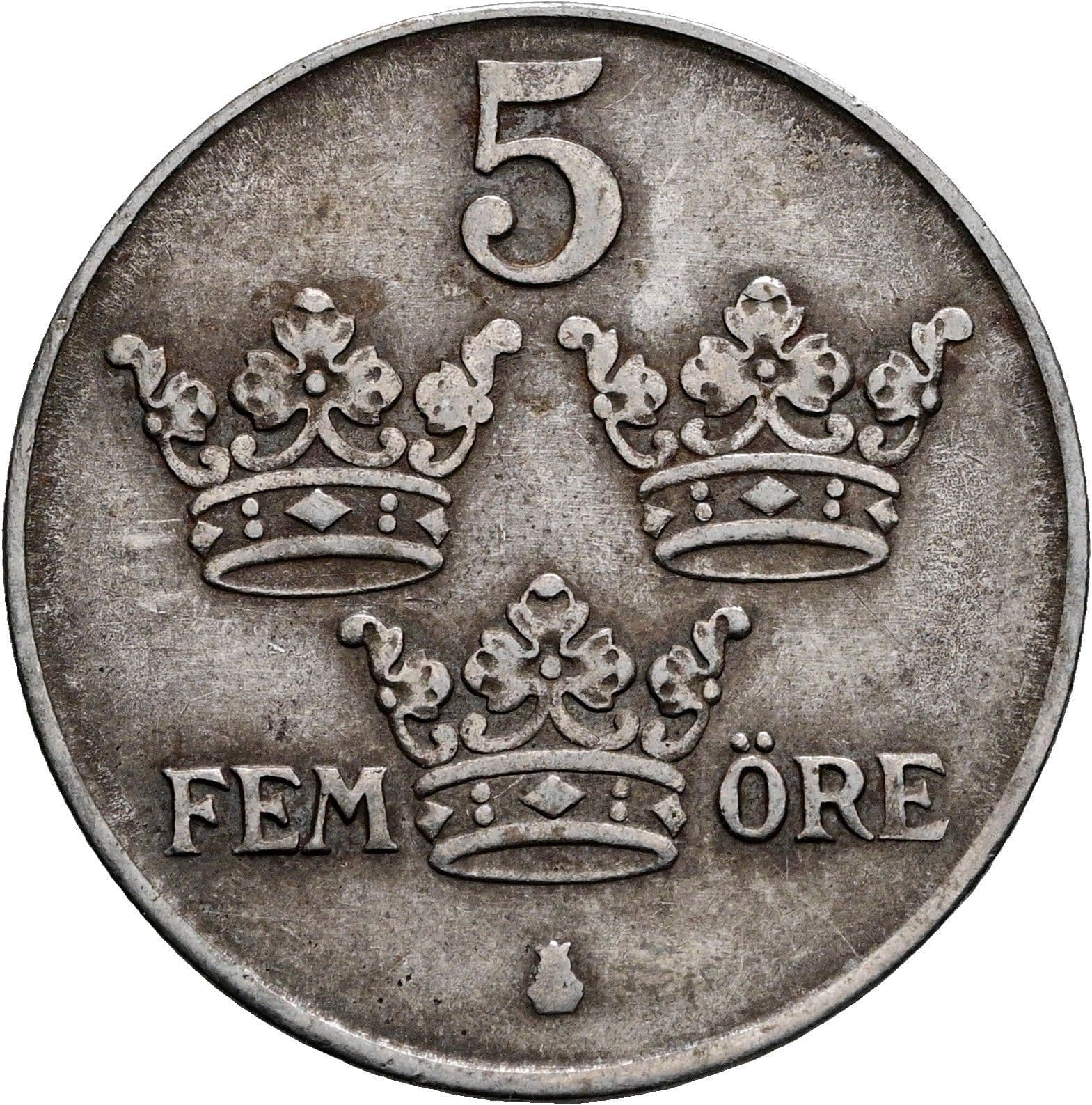 5 Öre Gustaf V. 1907-1950 1945 – Vorderseite