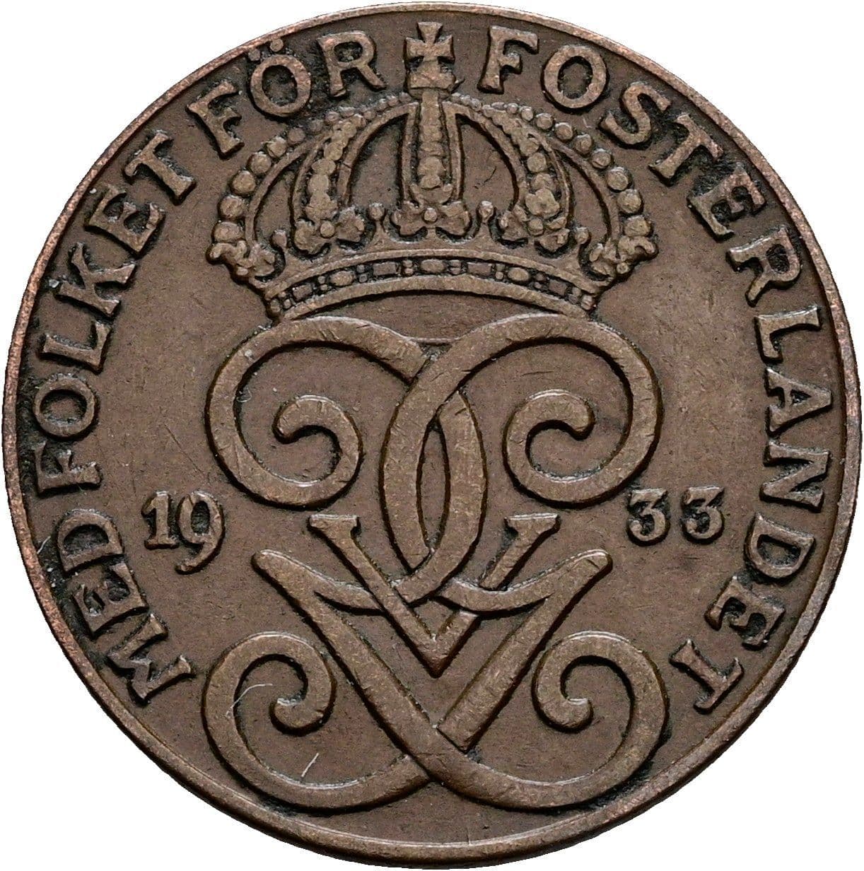 2 Öre Gustaf V. 1907-1950 1933 – Rückseite