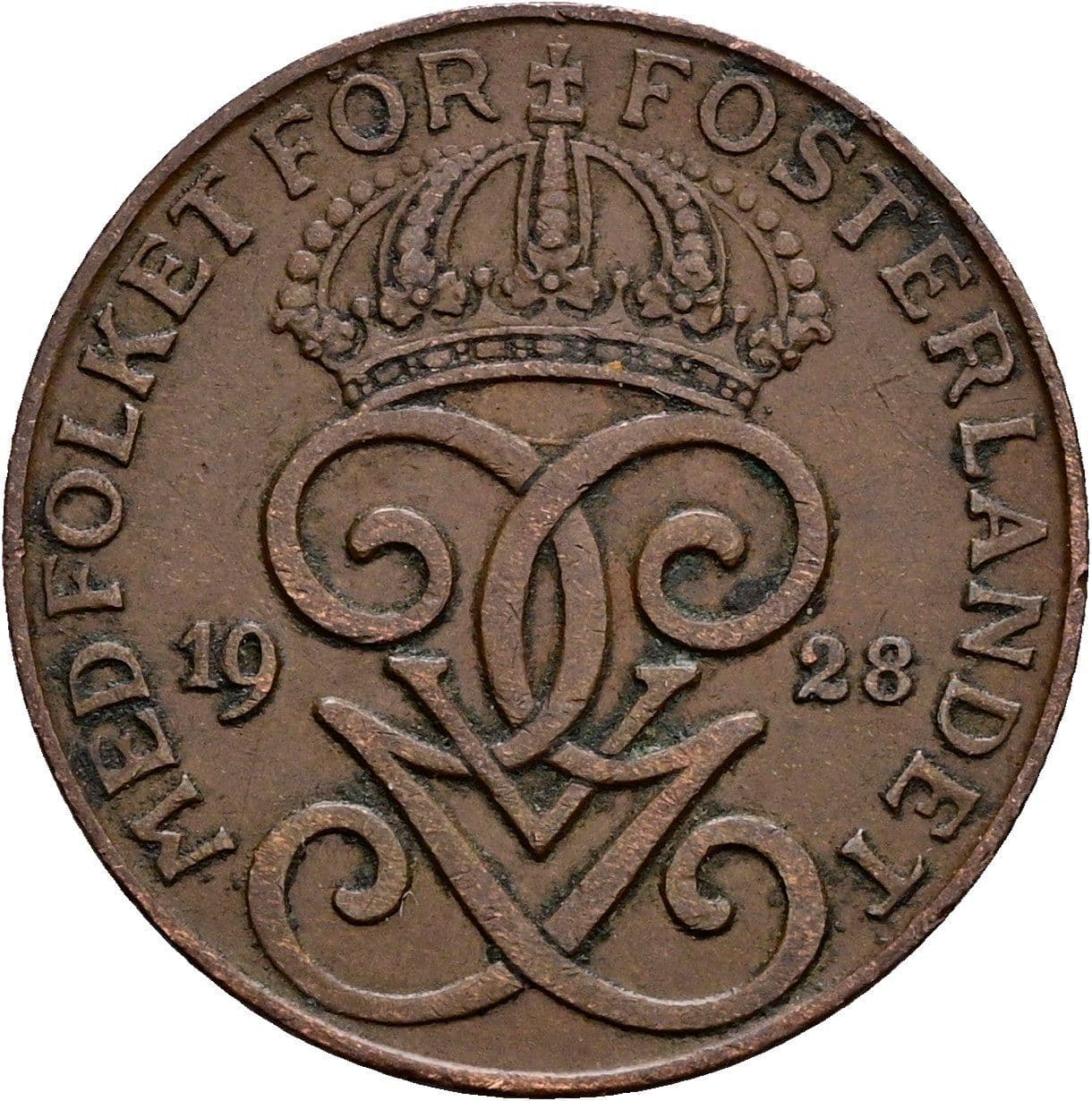 2 Öre Gustaf V. 1907-1950 1928 – Rückseite