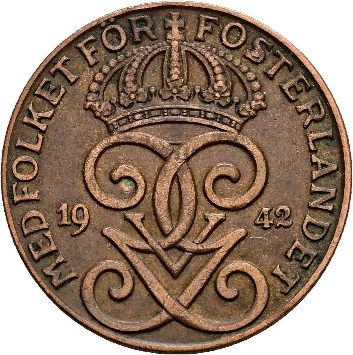 2 Öre Gustaf V. 1907-1950 1942 – Rückseite
