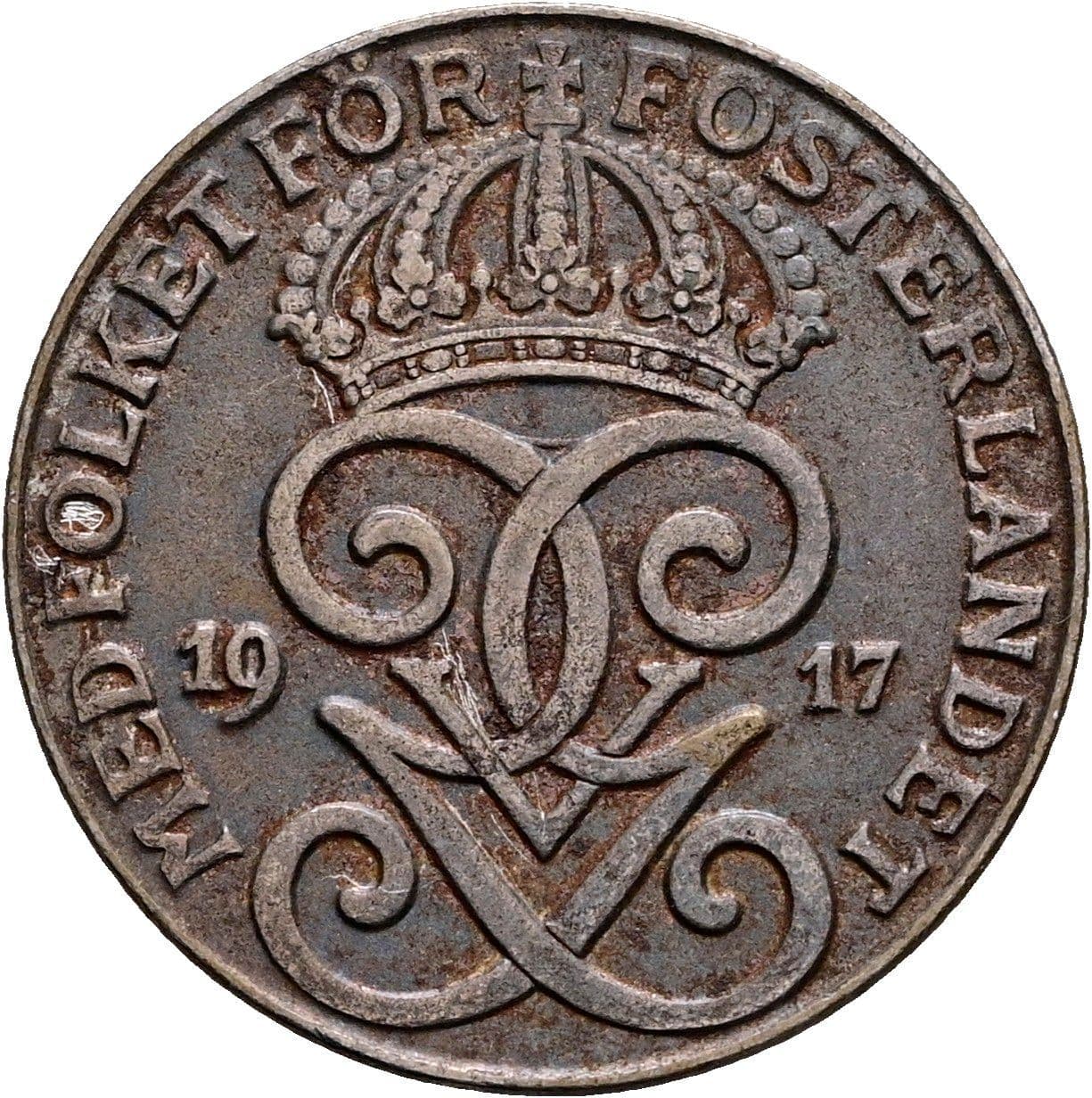 2 Öre Gustaf V. 1907-1950 1917 – Rückseite