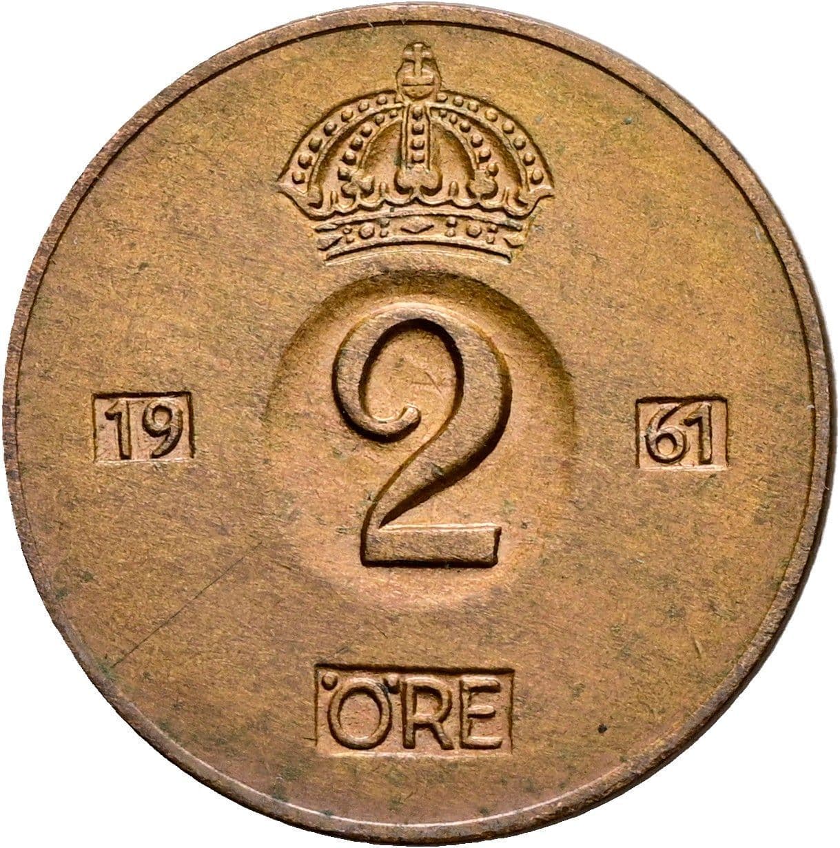 2 Öre Gustaf VI. Adolf 1950-1973 1961 – Vorderseite