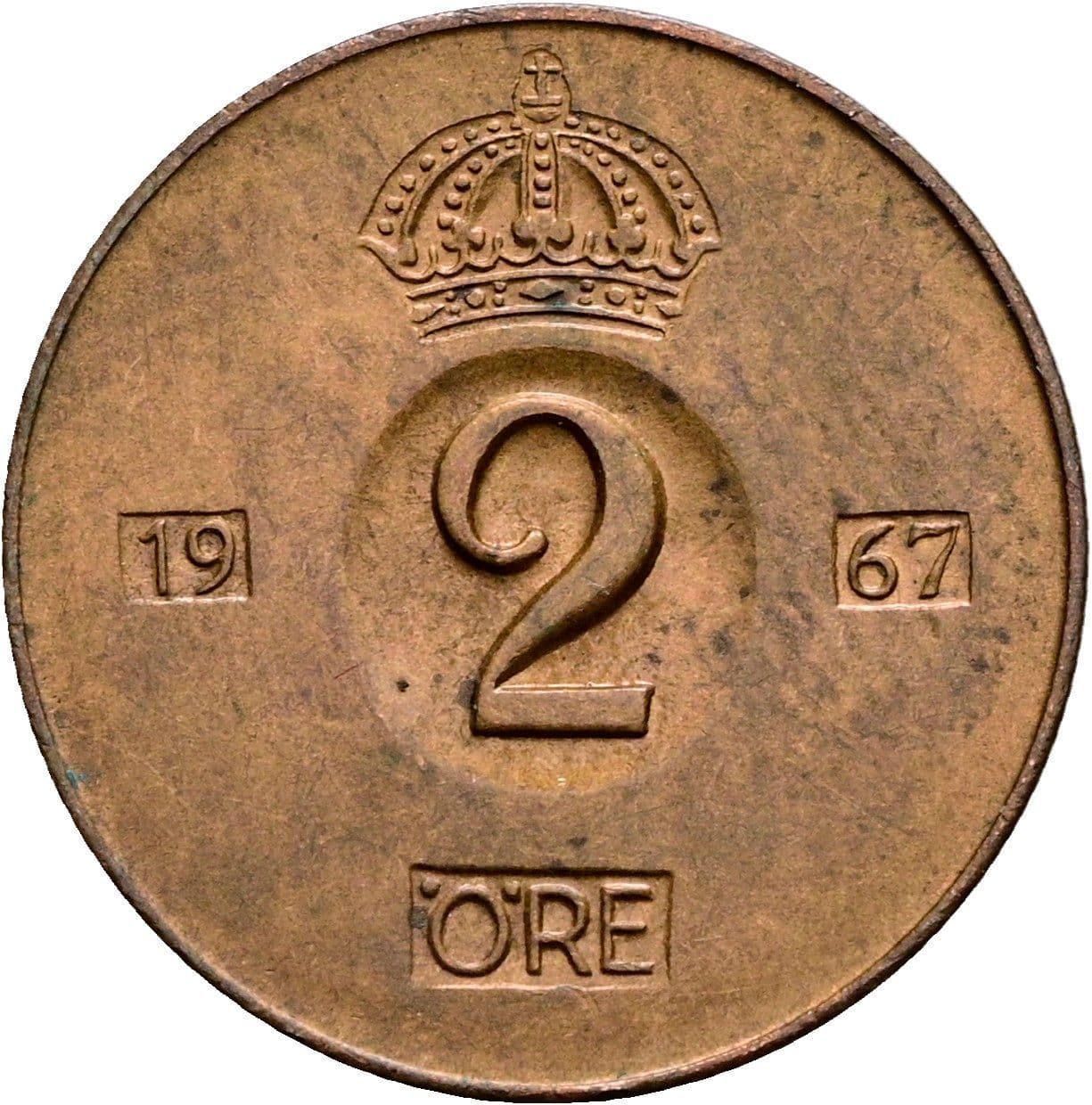 2 Öre Gustaf VI. Adolf 1950-1973 1967 – Vorderseite