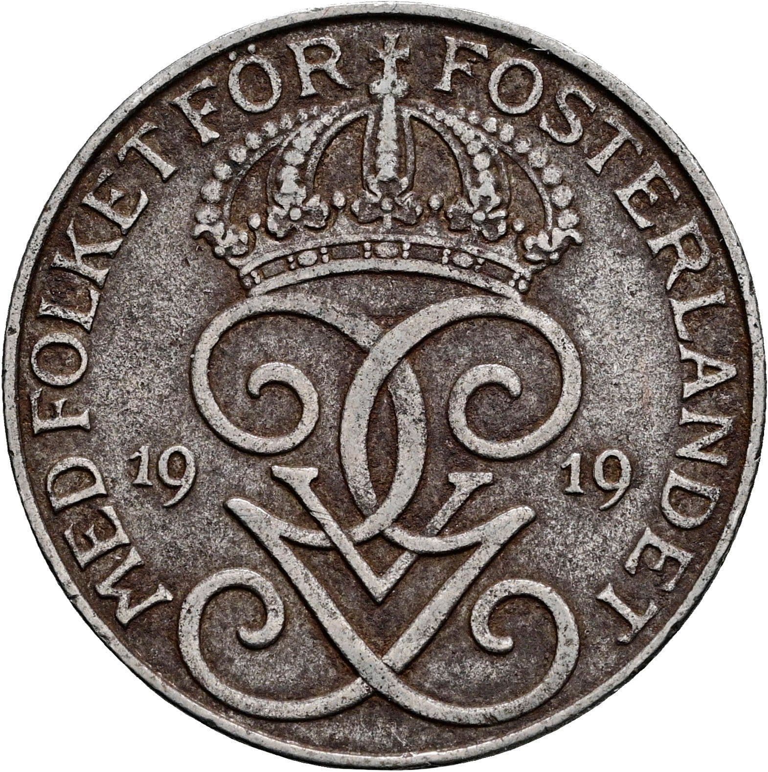 5 Öre Gustaf V. 1907-1950 1919 – Rückseite