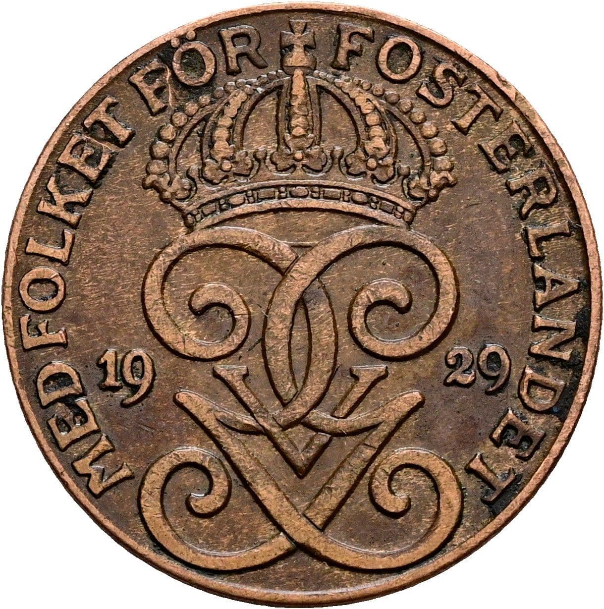 2 Öre Gustaf V. 1907-1950 1929 – Rückseite