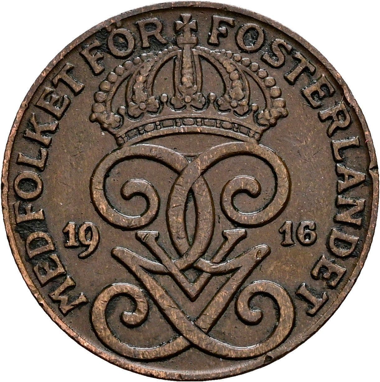 2 Öre Gustaf V. 1907-1950 1916 – Rückseite