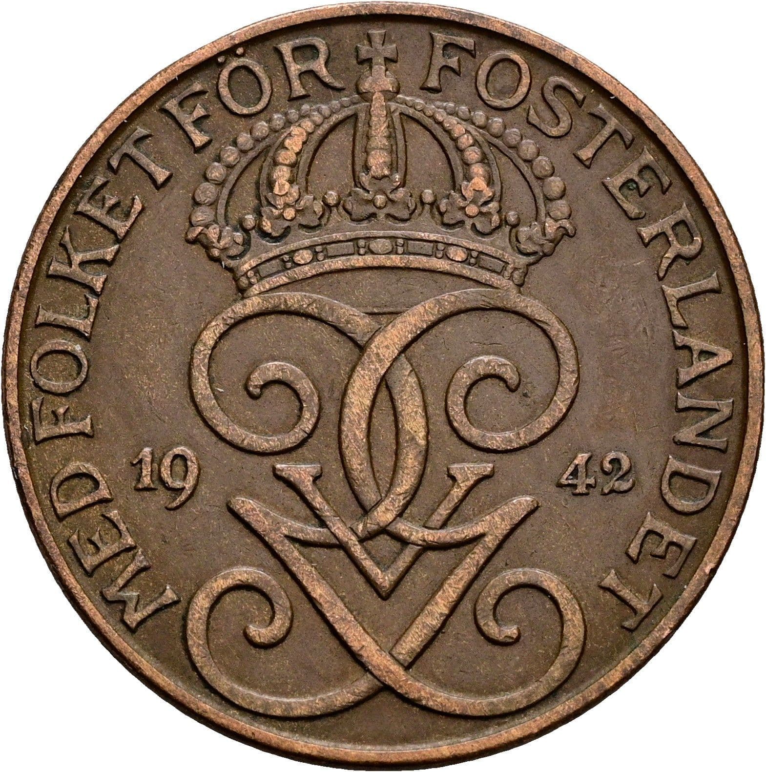5 Öre Gustaf V. 1907-1950 1942 – Rückseite