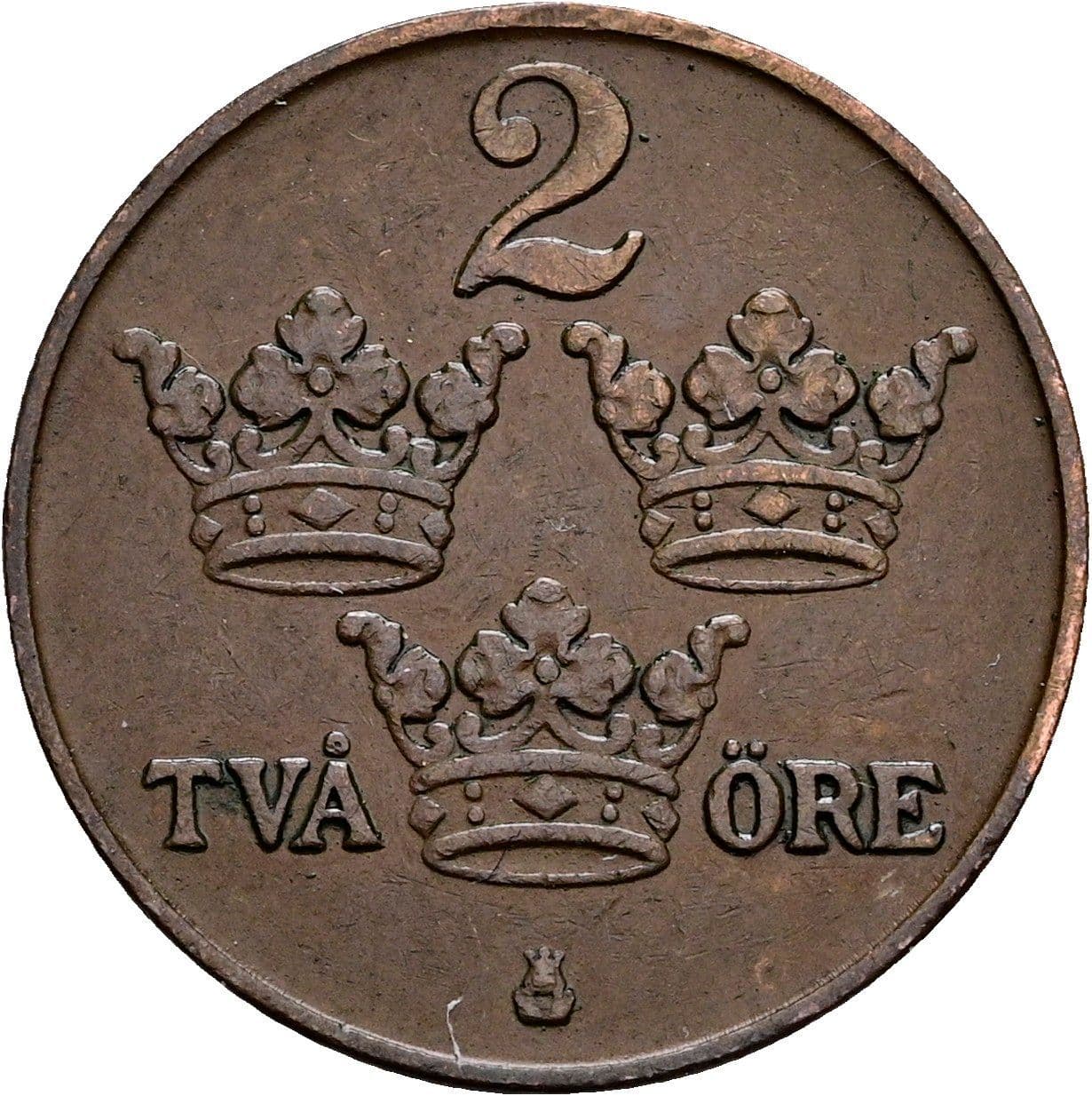 2 Öre Gustaf V. 1907-1950 1915 – Vorderseite