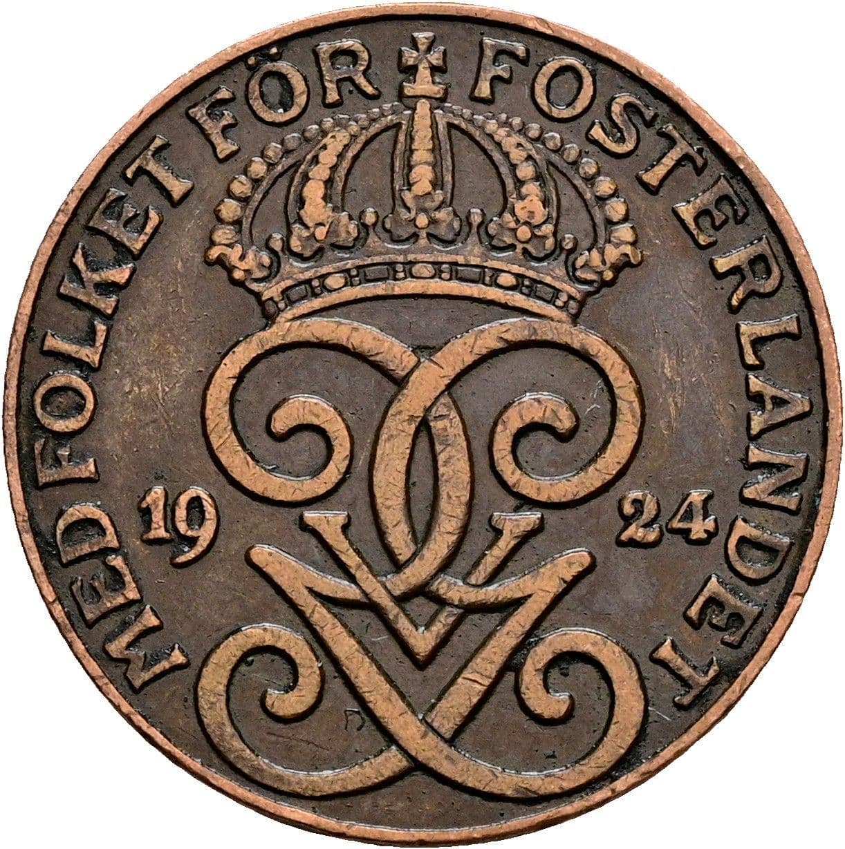 2 Öre Gustaf V. 1907-1950 1924 – Rückseite