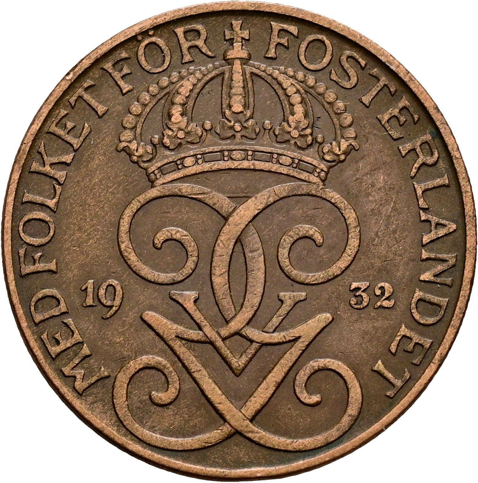 5 Öre Gustaf V. 1907-1950 1932 – Rückseite