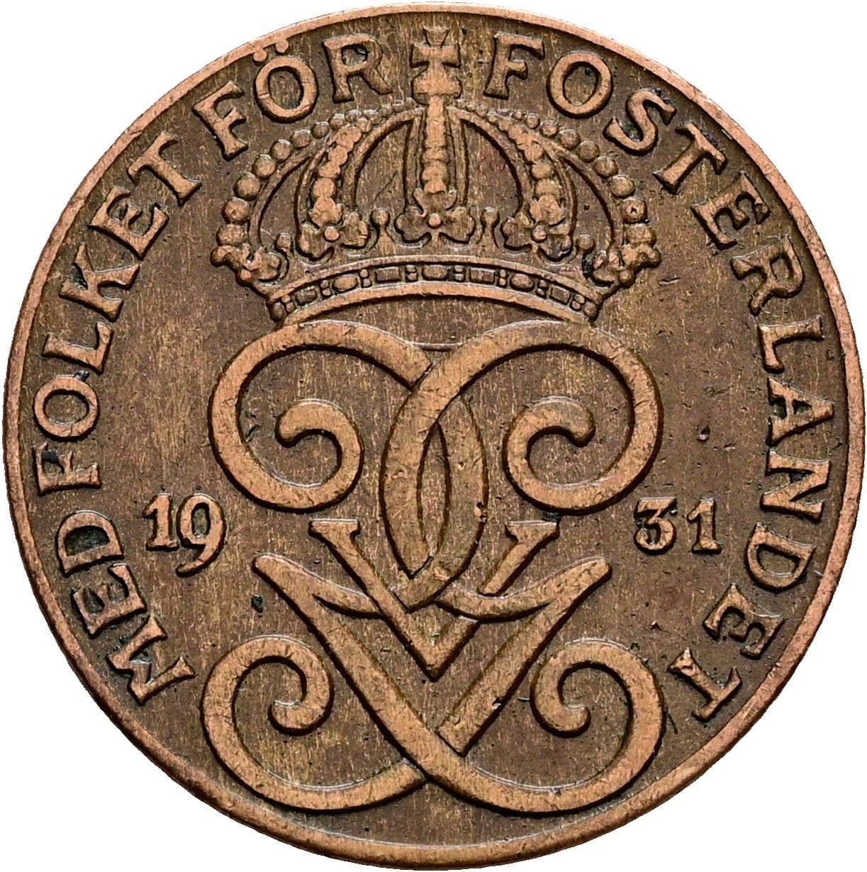 2 Öre Gustaf V. 1907-1950 1931 – Rückseite
