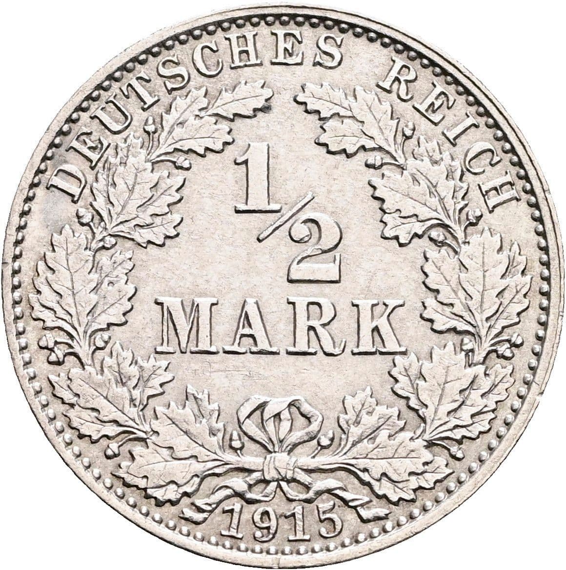 1/2 Mark 1915 J – Vorderseite