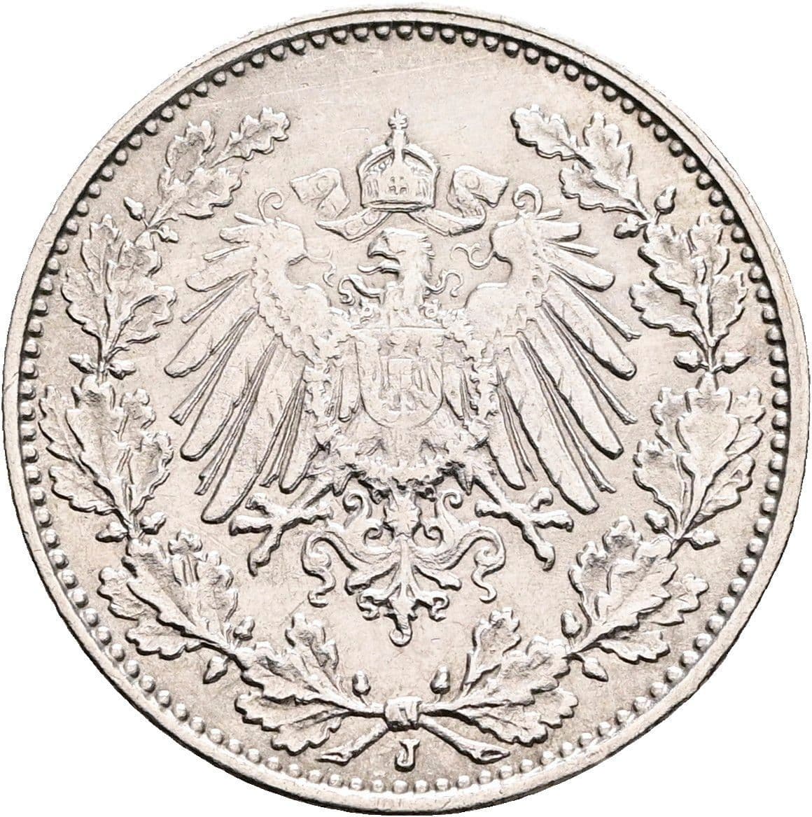 1/2 Mark 1915 J – Rückseite