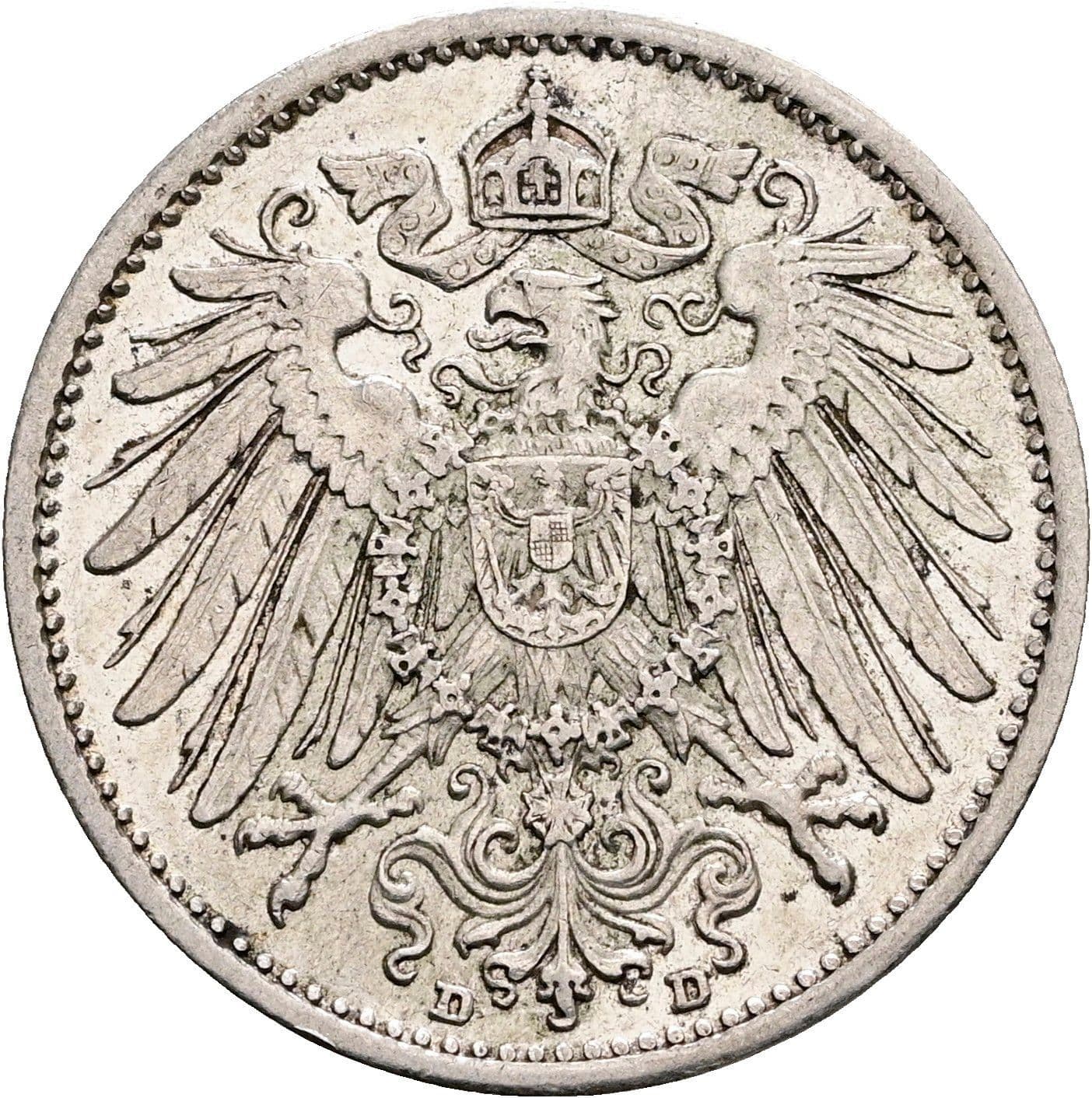 1 Mark 1908 D – Rückseite