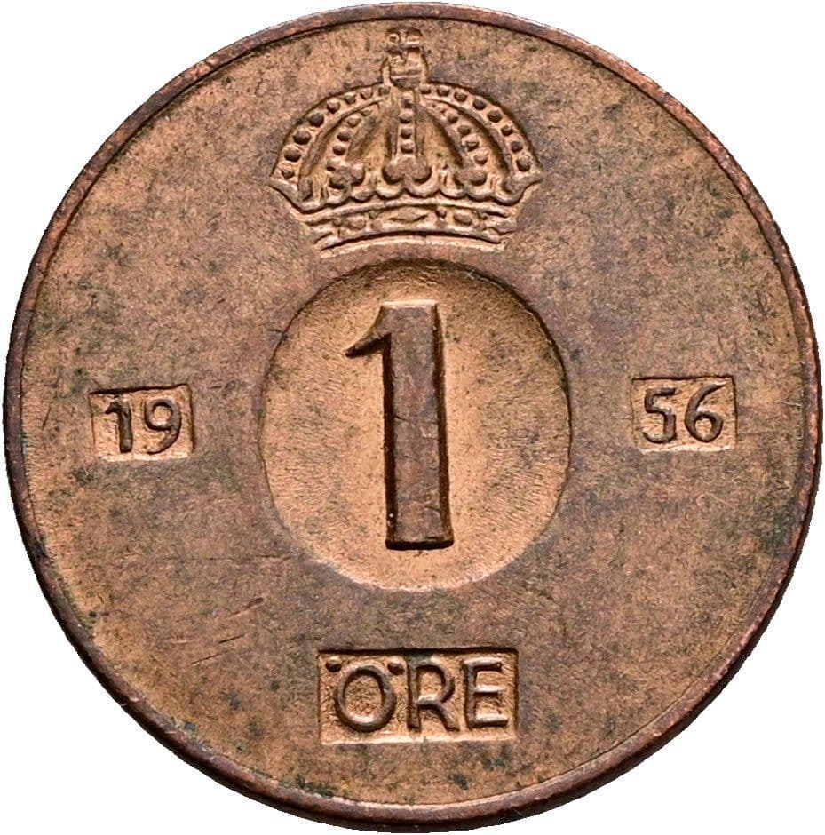 1 Öre Gustaf VI. Adolf 1950-1973 1956 – Vorderseite