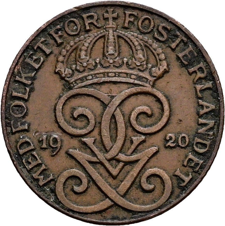 1 Öre Gustaf V. 1907-1950 1920 – Rückseite