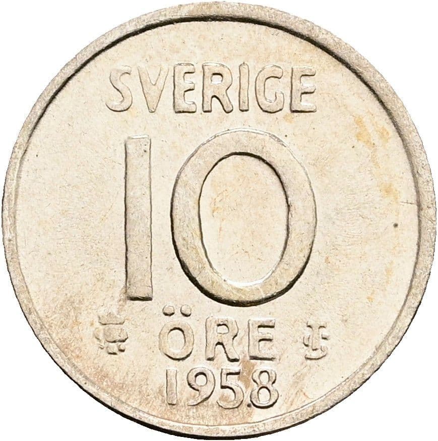 10 Öre Gustaf VI. Adolf 1950-1973 1958 – Vorderseite