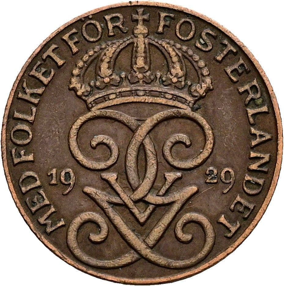 1 Öre Gustaf V. 1907-1950 1929 – Rückseite