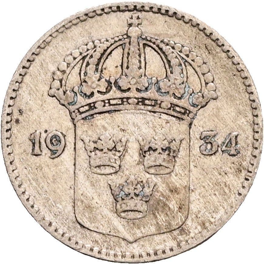 10 Öre Gustaf V. 1907-1950 1934 – Rückseite