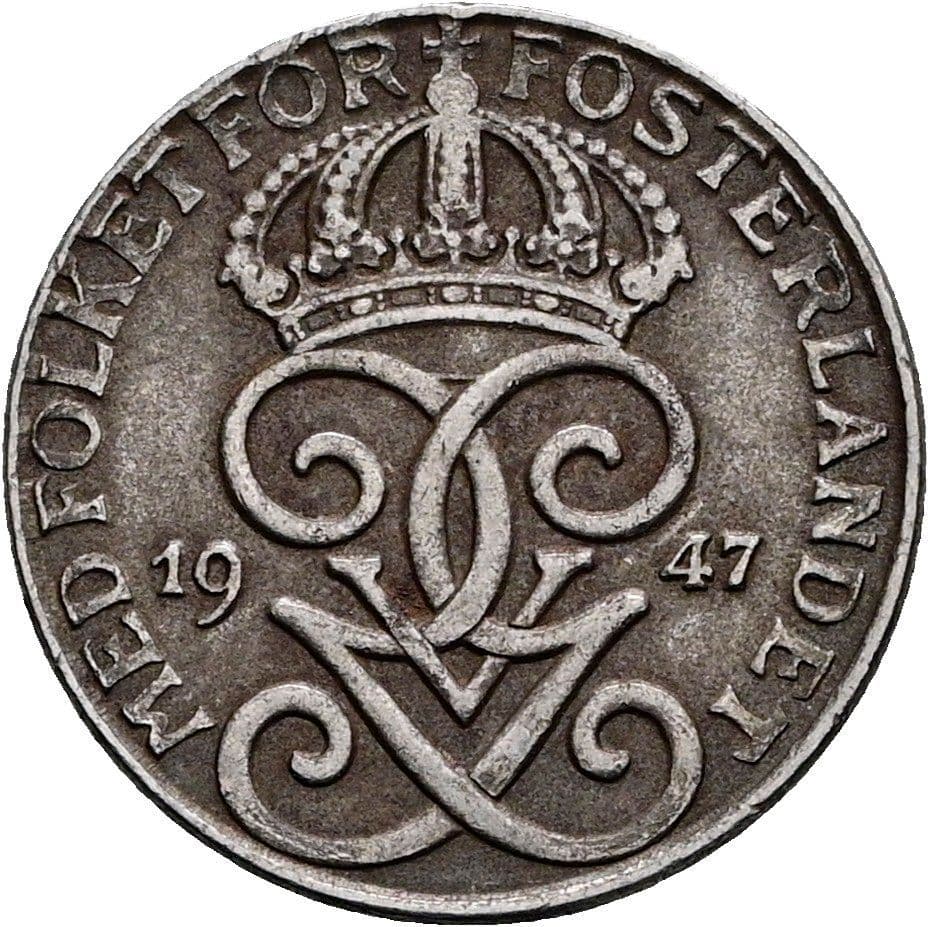 1 Öre Gustaf V. 1907-1950 1947 – Rückseite