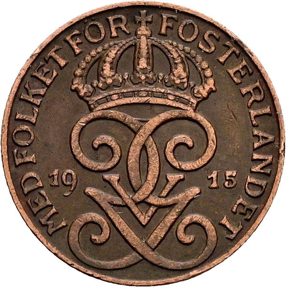 1 Öre Gustaf V. 1907-1950 1915 – Rückseite