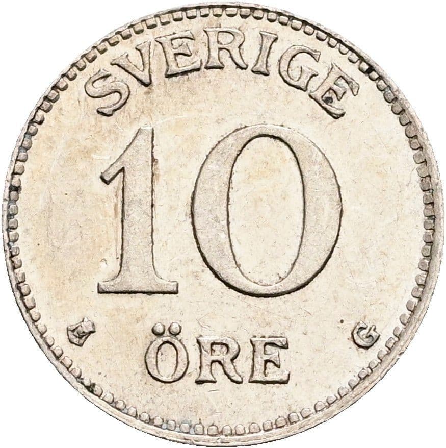 10 Öre Gustaf V. 1907-1950 1929 – Vorderseite