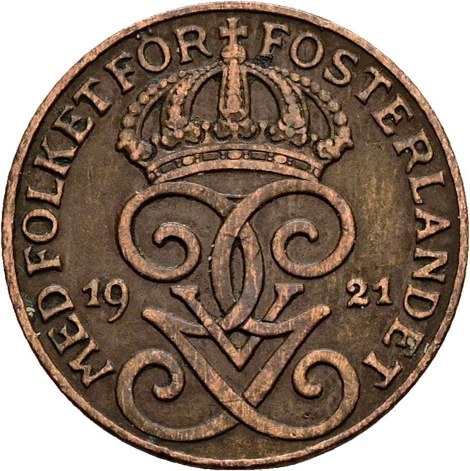 1 Öre Gustaf V. 1907-1950 1921 – Rückseite