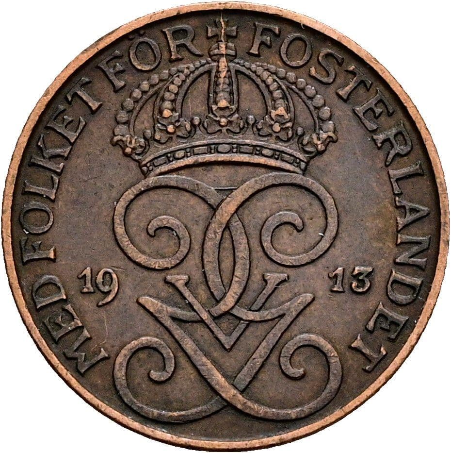 1 Öre Gustaf V. 1907-1950 1913 – Rückseite