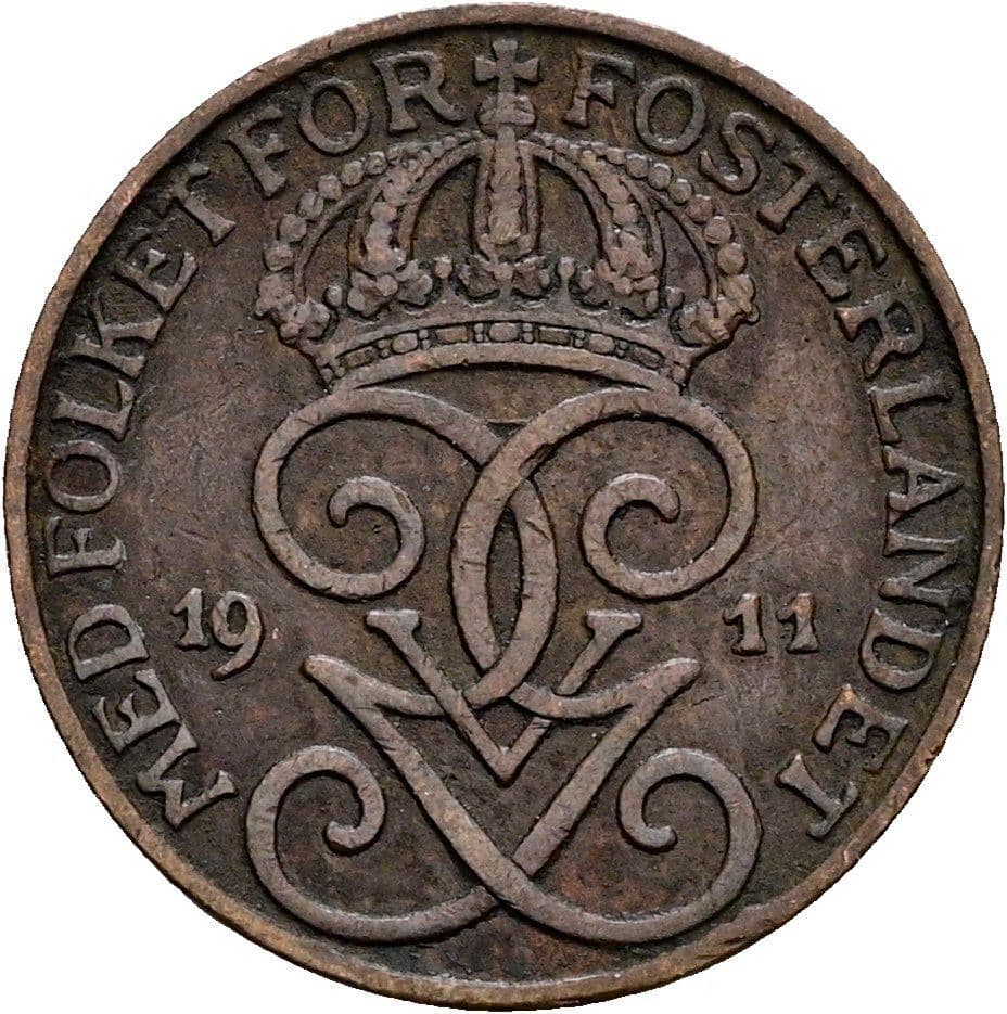 1 Öre Gustaf V. 1907-1950 1911 – Rückseite