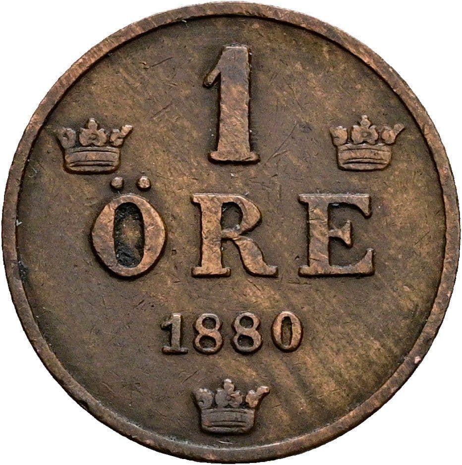 1 Öre Oskar II. 1872-1907 1880 – Vorderseite