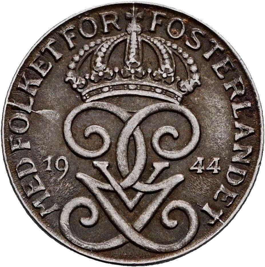 1 Öre Gustaf V. 1907-1950 1944 – Rückseite