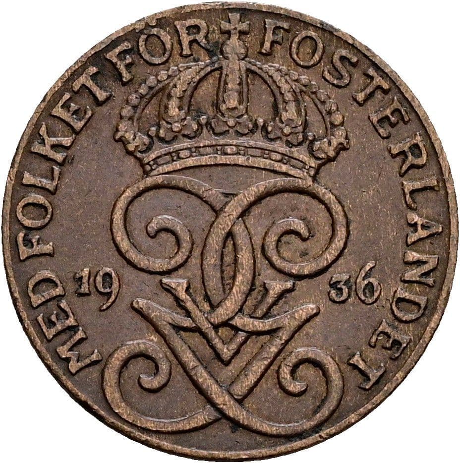 1 Öre Gustaf V. 1907-1950 1936 – Rückseite