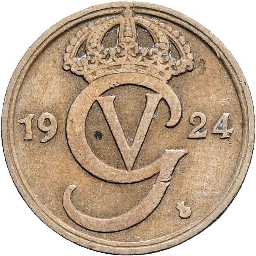 10 Öre Gustaf V. 1907-1950 1924 – Rückseite