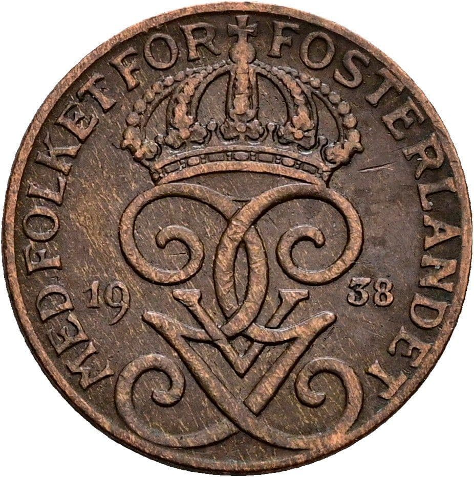 1 Öre Gustaf V. 1907-1950 1938 – Rückseite