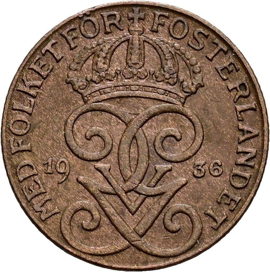 1 Öre Gustaf V. 1907-1950 1936 – Rückseite