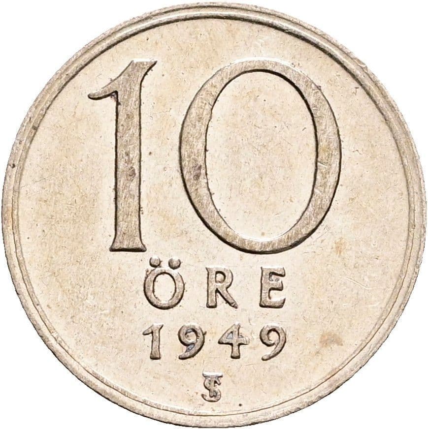 10 Öre Gustaf V. 1907-1950 1949 – Vorderseite