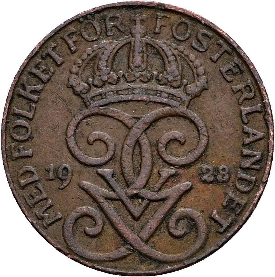 1 Öre Gustaf V. 1907-1950 1928 – Rückseite