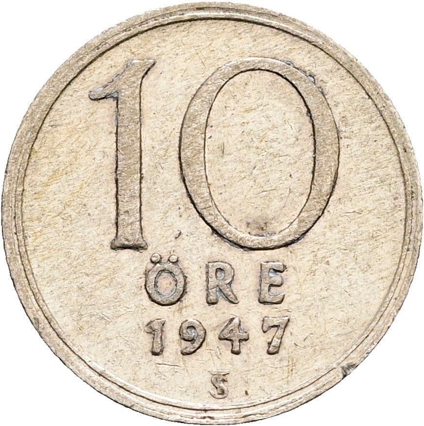 10 Öre Gustaf V. 1907-1950 1947 – Vorderseite