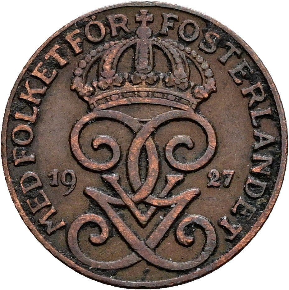 1 Öre Gustaf V. 1907-1950 1927 – Rückseite