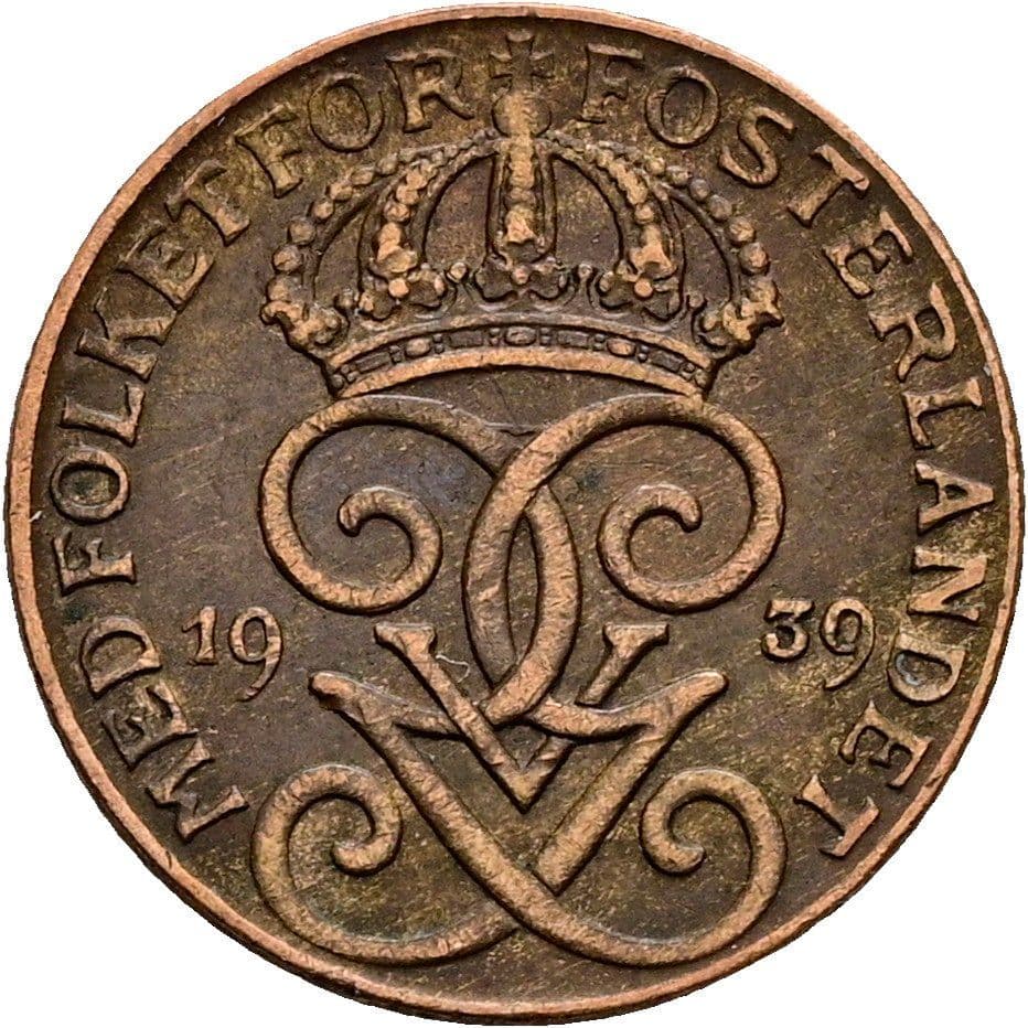 1 Öre Gustaf V. 1907-1950 1939 – Rückseite