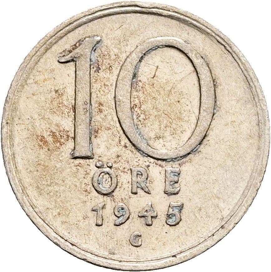 10 Öre Gustaf V. 1907-1950 1945 – Vorderseite