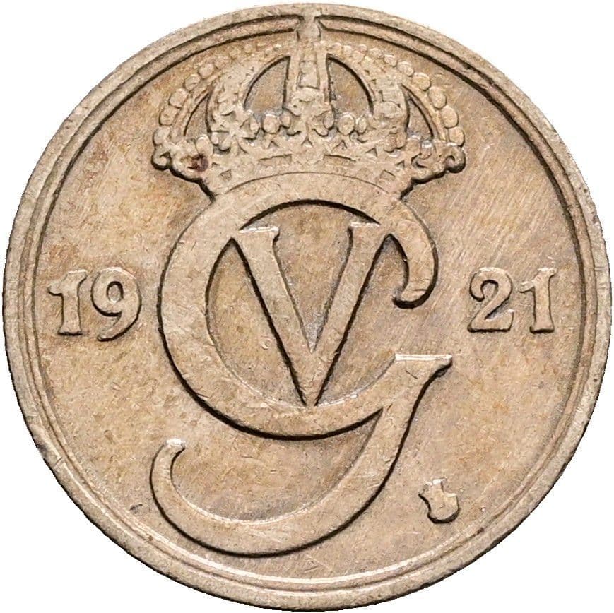 10 Öre Gustaf V. 1907-1950 1921 – Rückseite