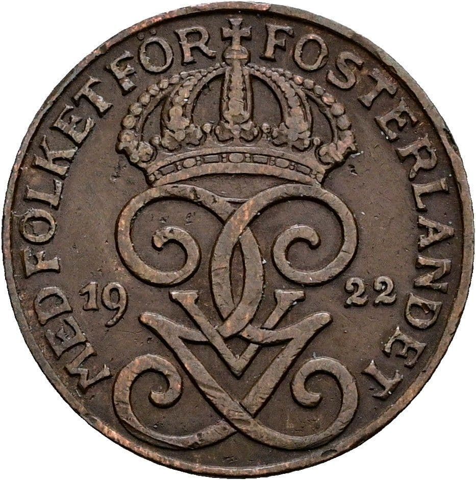 1 Öre Gustaf V. 1907-1950 1922 – Rückseite