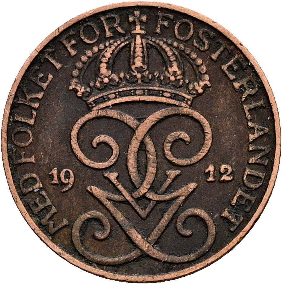 1 Öre Gustaf V. 1907-1950 1912 – Rückseite