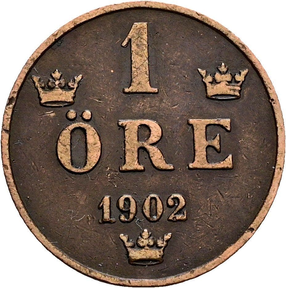 1 Öre Oskar II. 1872-1907 1902 – Vorderseite
