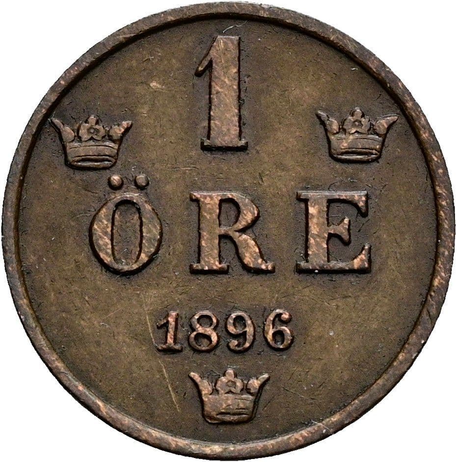 1 Öre Oskar II. 1872-1907 1896 – Vorderseite